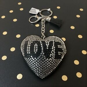 Heart Shaped LOVE Keychain & Bag Charm with Rhinestones NWT